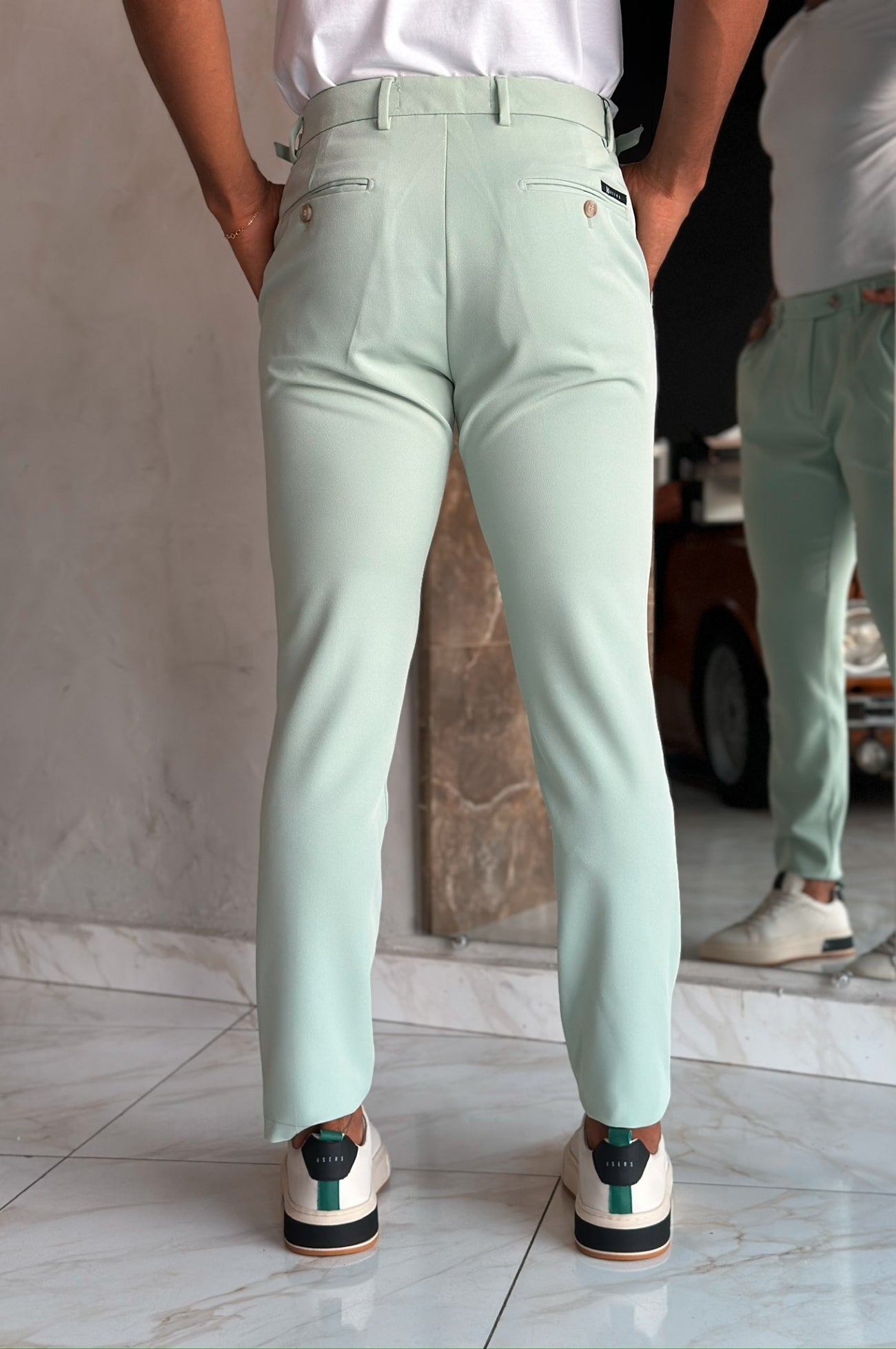 Calça Alfaiataria USERS ALURE com Fivela - Verde Claro