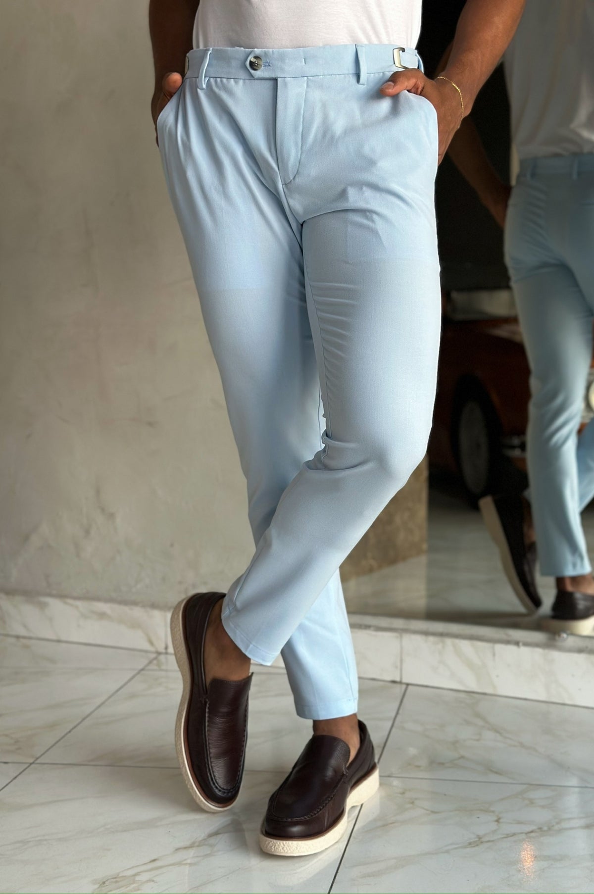 Calça Milano Com Regulagem - Azul Claro
