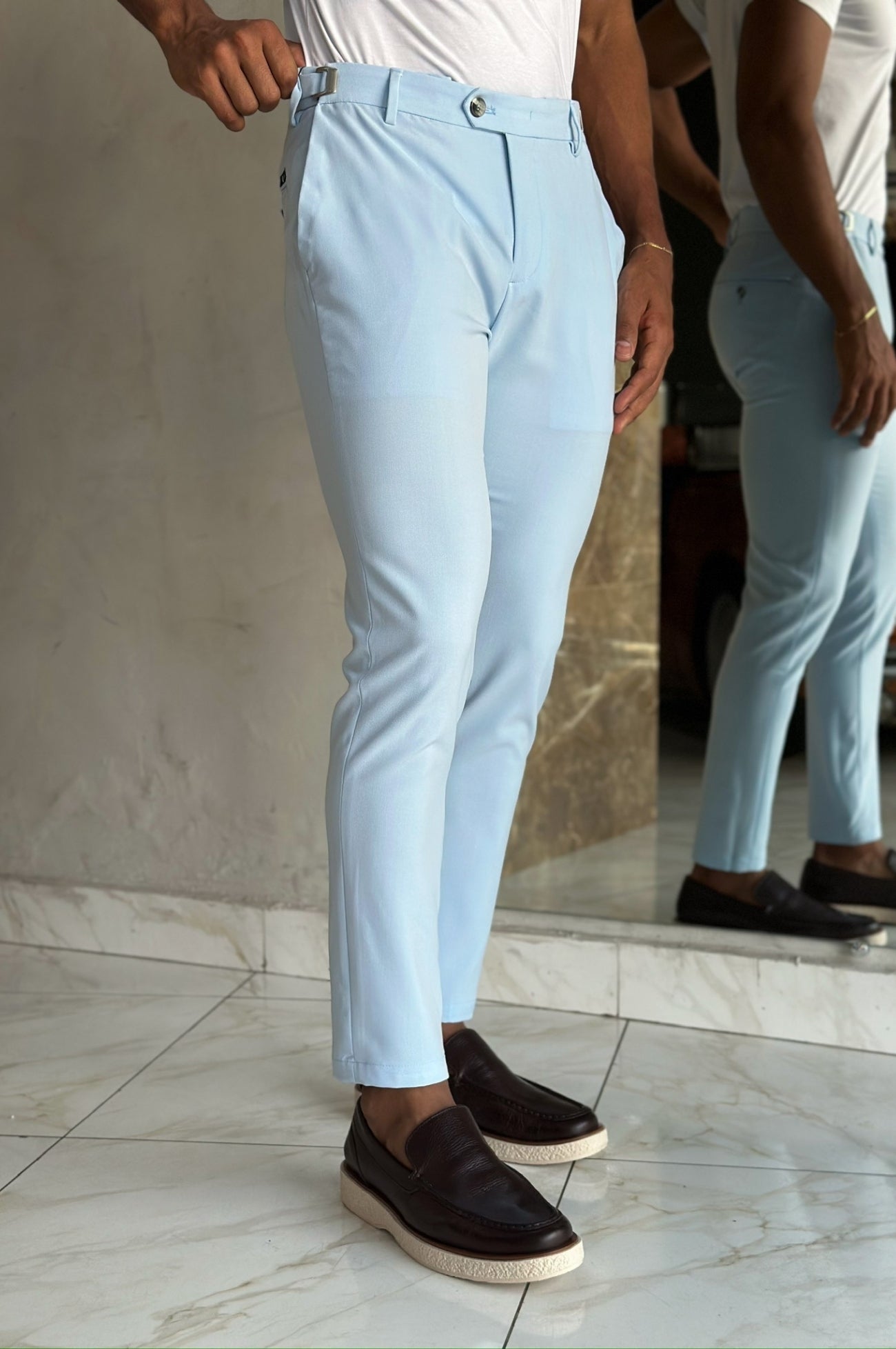 Calça Milano Com Regulagem - Azul Claro