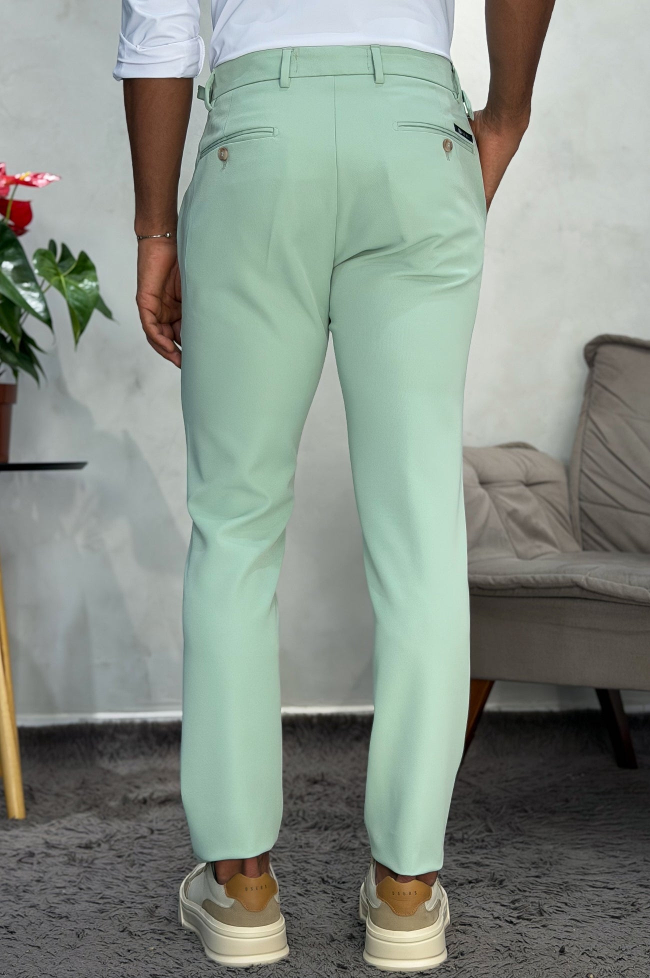Calça Alfaiataria USERS ALURE com Fivela - Verde Claro