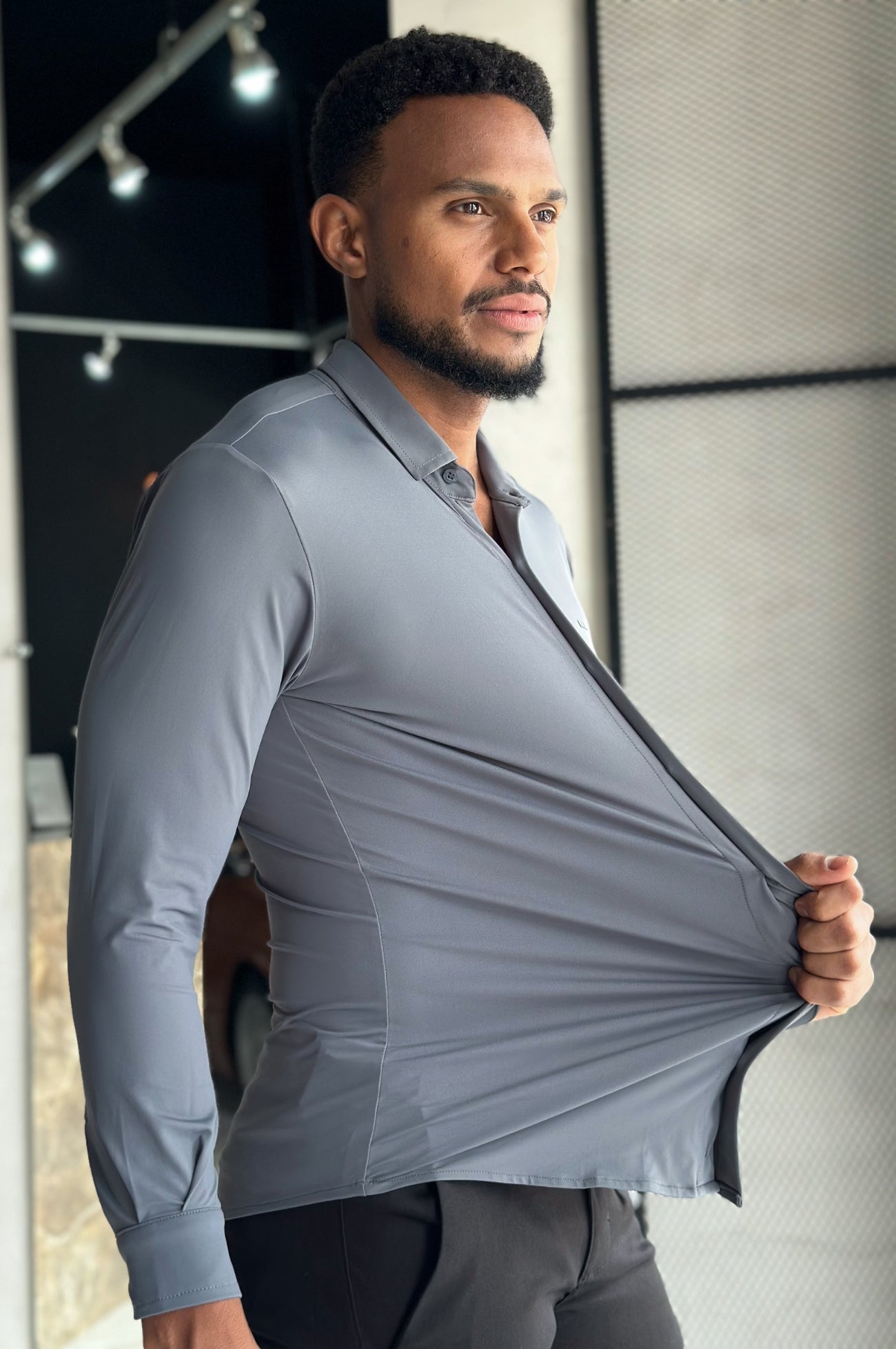 Camisa Soft Tech Manga Longa - Chumbo