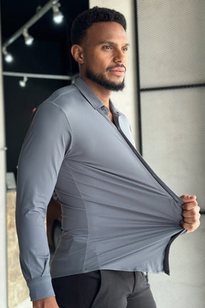 Camisa Soft Tech Manga Longa - Chumbo