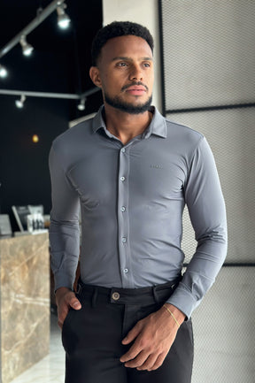 Camisa Soft Tech Manga Longa - Chumbo