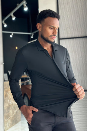 Camisa Soft Tech Manga Longa - Preta
