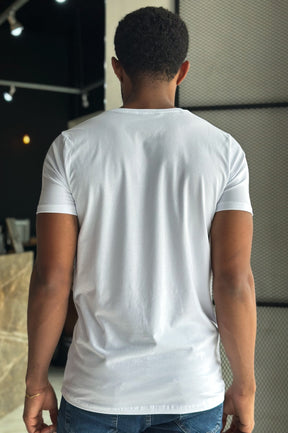 Camiseta Básica Algodão Egípcio USERS - Branco c/ Dourado