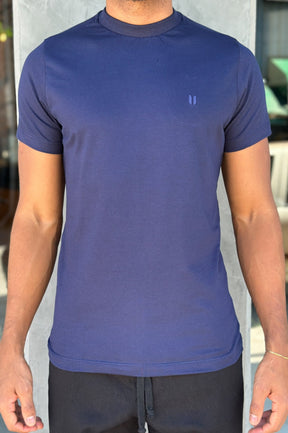 Camiseta Gola Média Essencial Users - Azul