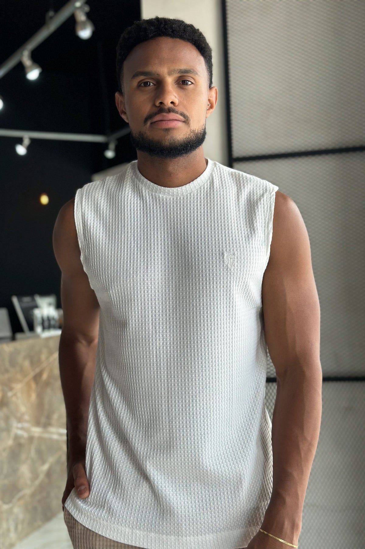 Regata Machão Tricot Vogue - Off White