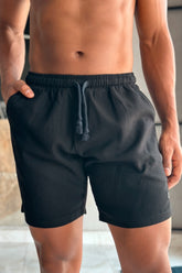 Short Linho USERS - Preto